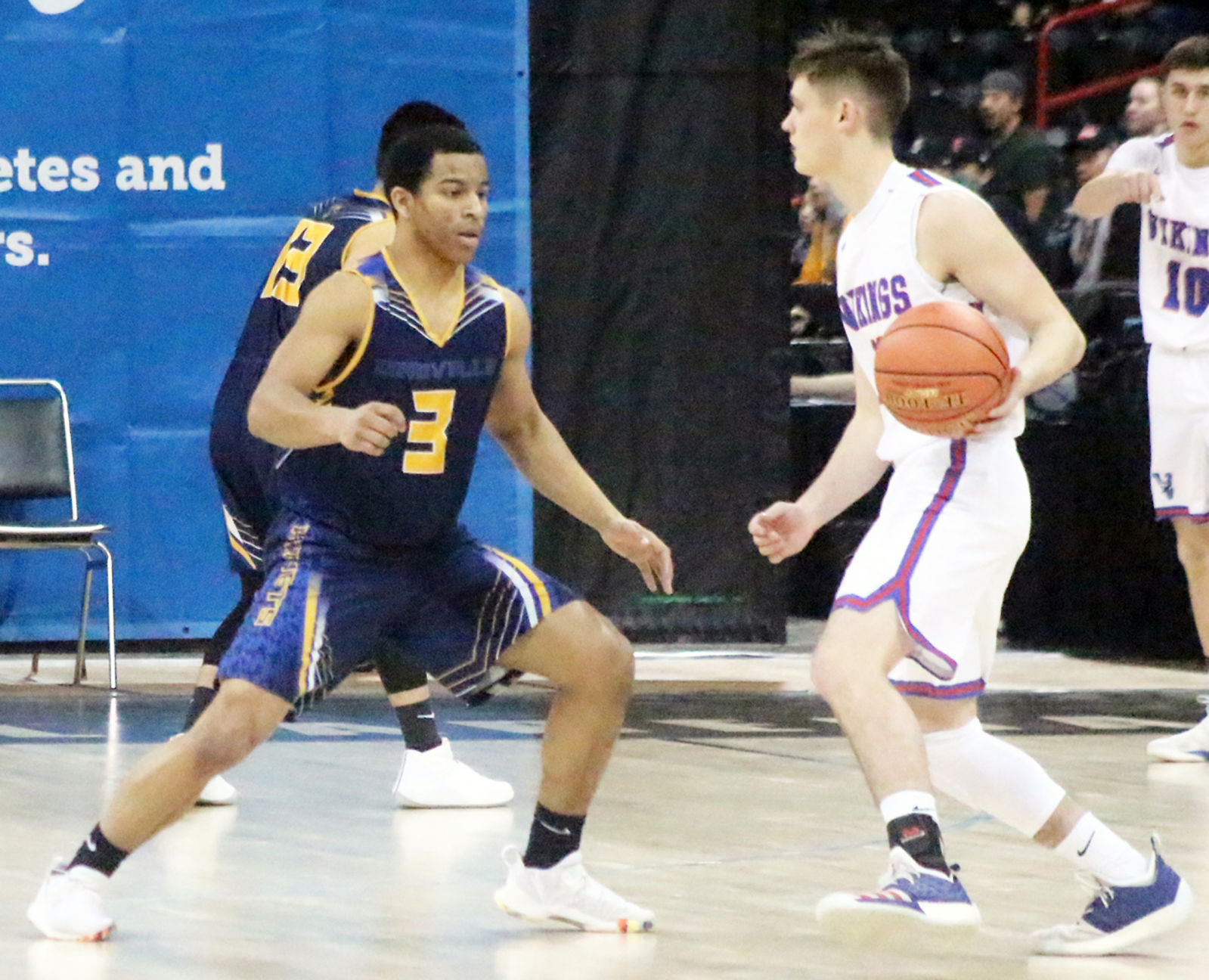 Anthony Jamison guards a Willapa Valley